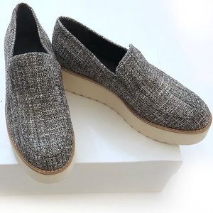 Vince Zeta Black Gray Tweed Loafer Flatforms 6 New